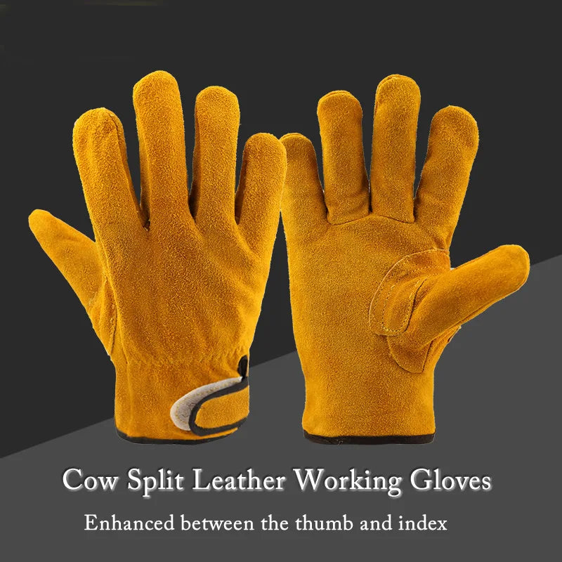 Cowhide Leather Safety Gloves Anti-Cut Tear-Resistant Work Gloves Driver Home Garden Carrying Welding Gloves Hands Protection Vue