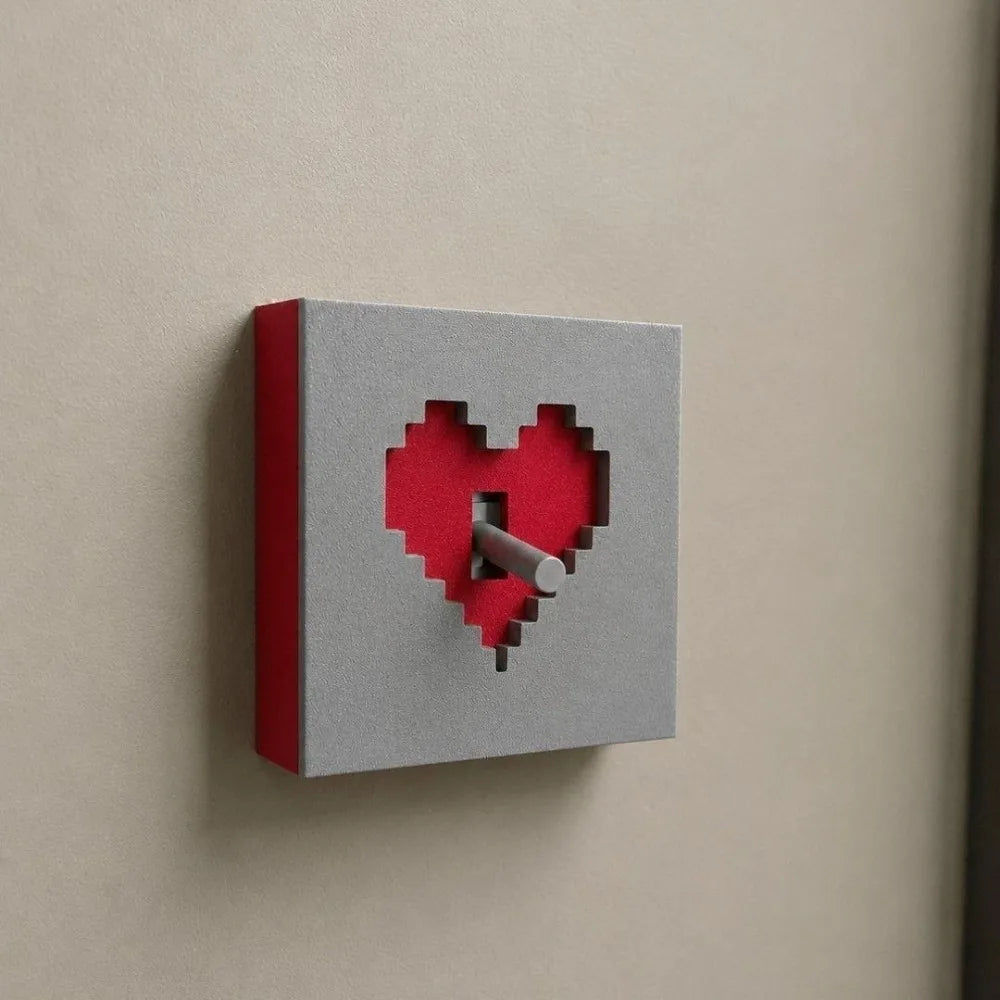 3D Printed Pixel Heart Light Switch Cover Removable Waterproof Joystick Switch Stickers Retro Game Style Vue Grey