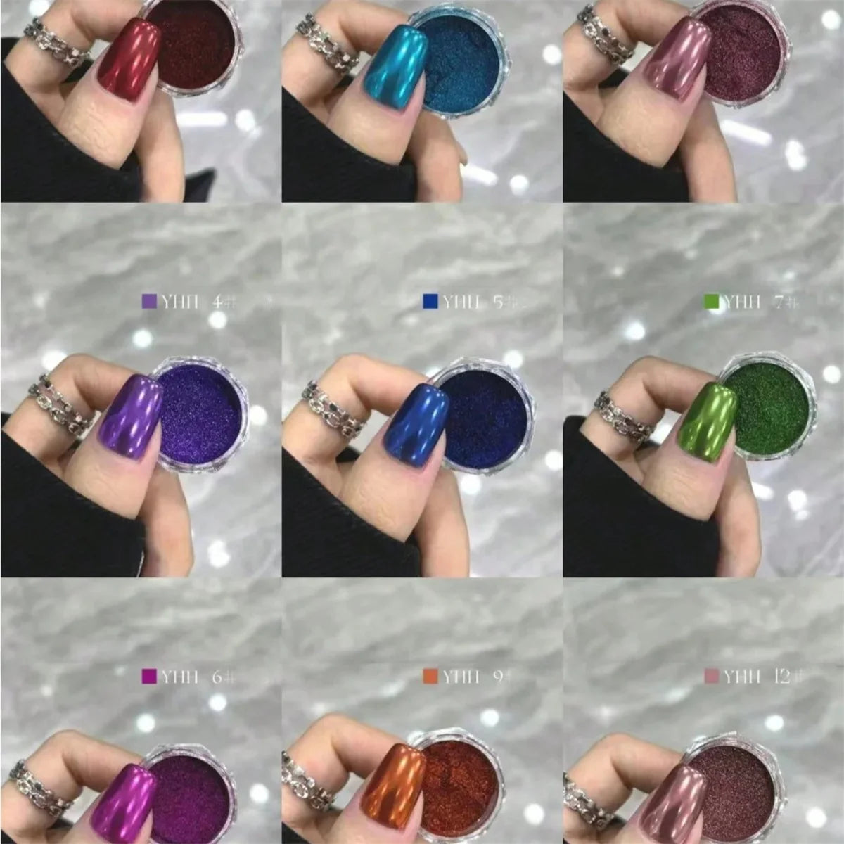 1pc Nail Magic Mirror Powder Multicolor Metal Chrome Mirror Nail Glitter Paint Nail Art Creation Decoration Tools Vue