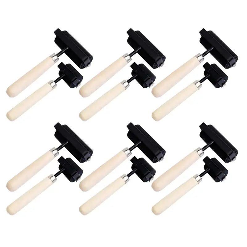 ABKW-1.5 Inch And 3 Inch Hard Rubber Roller Heavy Steel Frame Craft Tools 12 Pieces Vue White Black