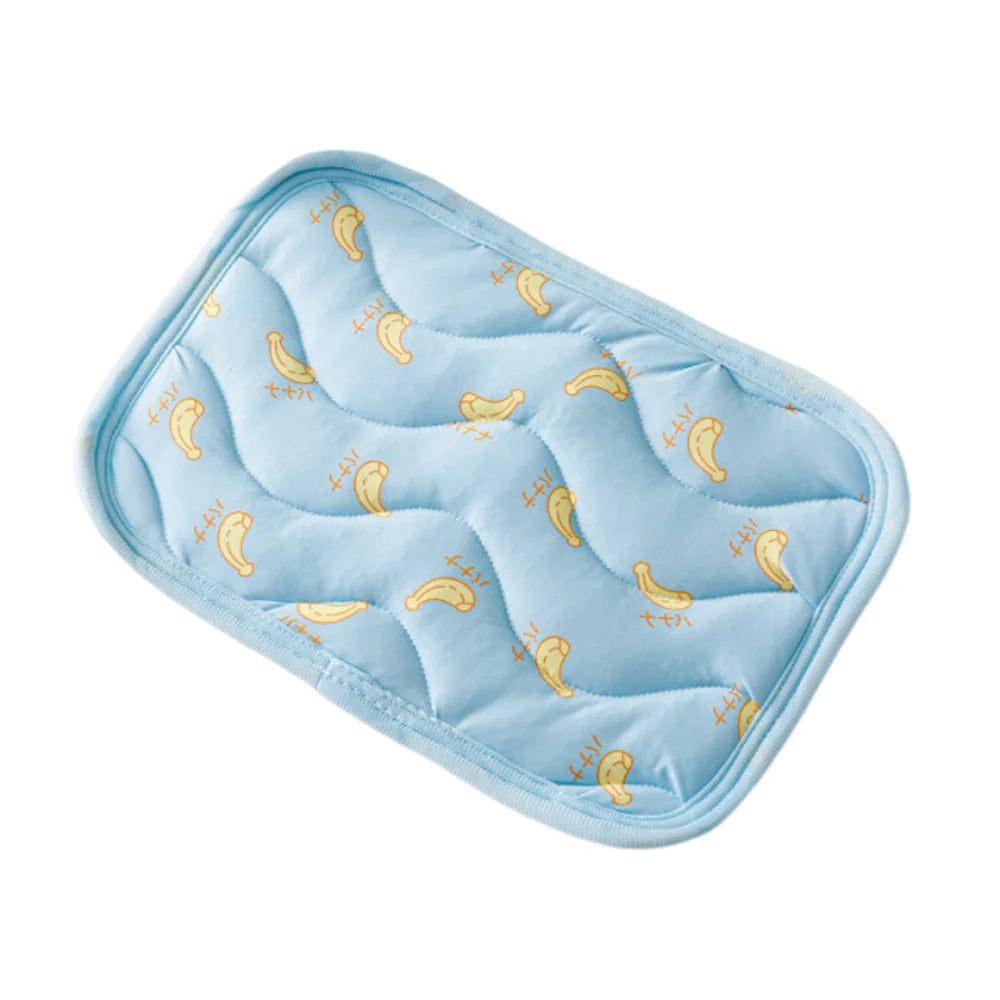 Soft Mini Pet Ice Mat Cartoon Breathable Hamster Cooling Mat Heat Dissipation Durable Small Pet Cooling Pad Small Pet Vue Blue banana 21x16cm