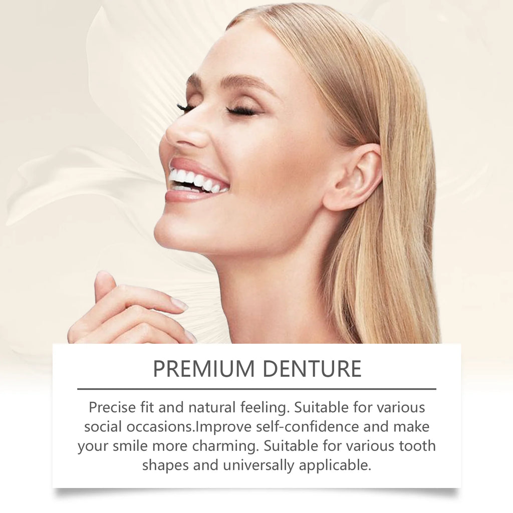 Over Gums Soft Silicone Dentures Full Set - enhances dental aesthetics, improves smile, denture care set Vue