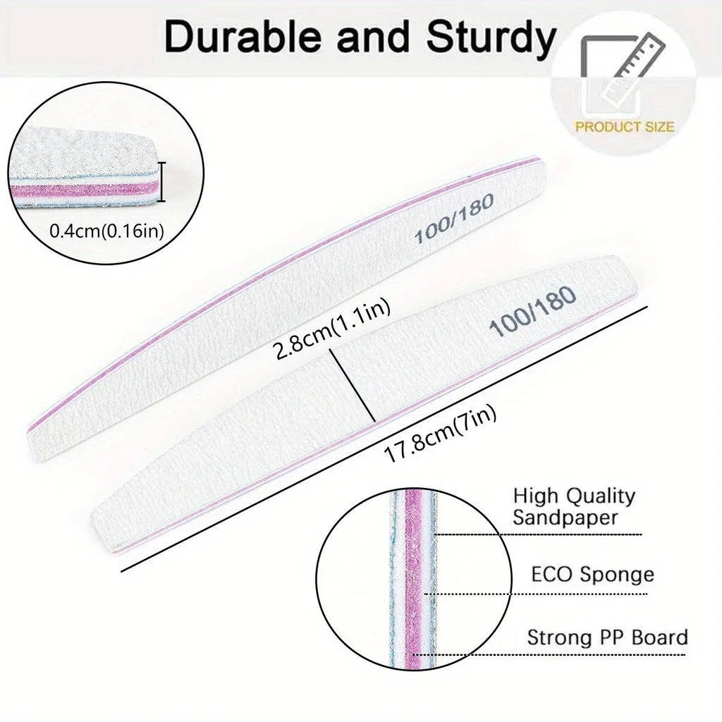 9Pcs/lot Nail Art 100/180 Grit Professional Files Buffer Sponge Block Brush Nail Scissors Kit With Cuticle Nipper Pushers Manicu Vue