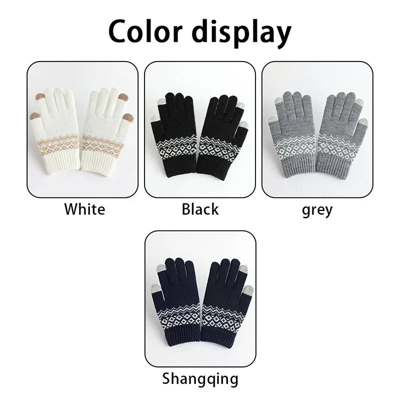 Winter Warm Knitted Gloves Mobile Phone Touch Screen Knitted Gloves Winter Thick Warm Cycling Riding Adult Gloves For Men Women Vue