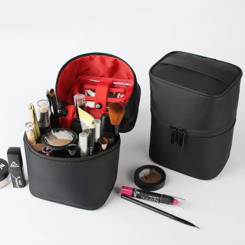 Travel Barrel Shaped Makeup Organizer Female Cosmetic Toiletry Wash Zipper Pouch Women's Trip Make Up Box Accessories Supplies Vue