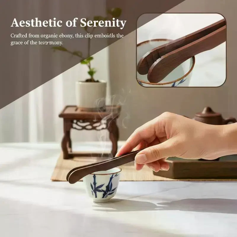 Teacup Clip Convenient Ebony Alloy Tea Tweezers Tweezer Bamboo Wooden Tea Clips Versatile Single Or Multiple Tea Clip Tongs Vue