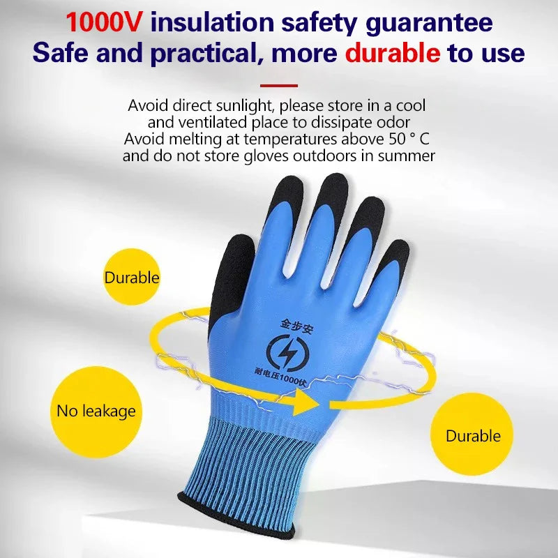 1 Pair Withstanding Voltage 1000V Elasticity Glove Safety Protective Vue