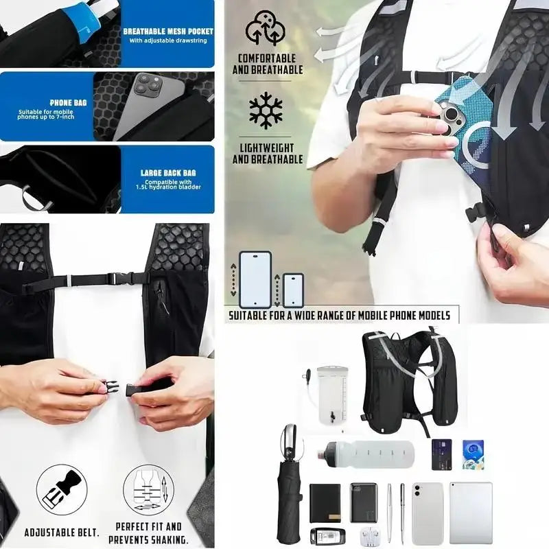 Running Water Bottle Storage Vest Lightweight Reflective Hydration