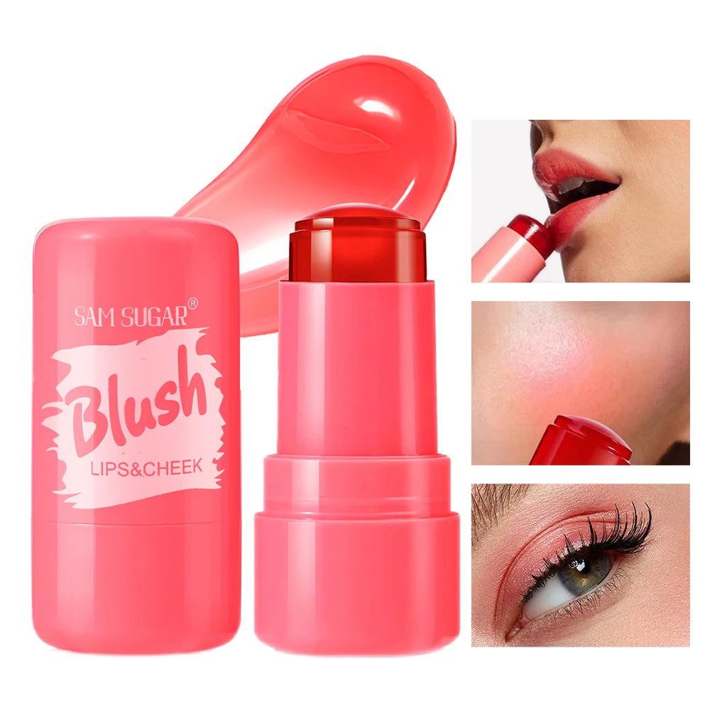 1 Pcs Waterproof Easy To Colors Lip Gloss Blusher Long Lasting Silky Nude Pink Jelly Blush Stick 3-in-1 Face Sexy Women Makeup Vue