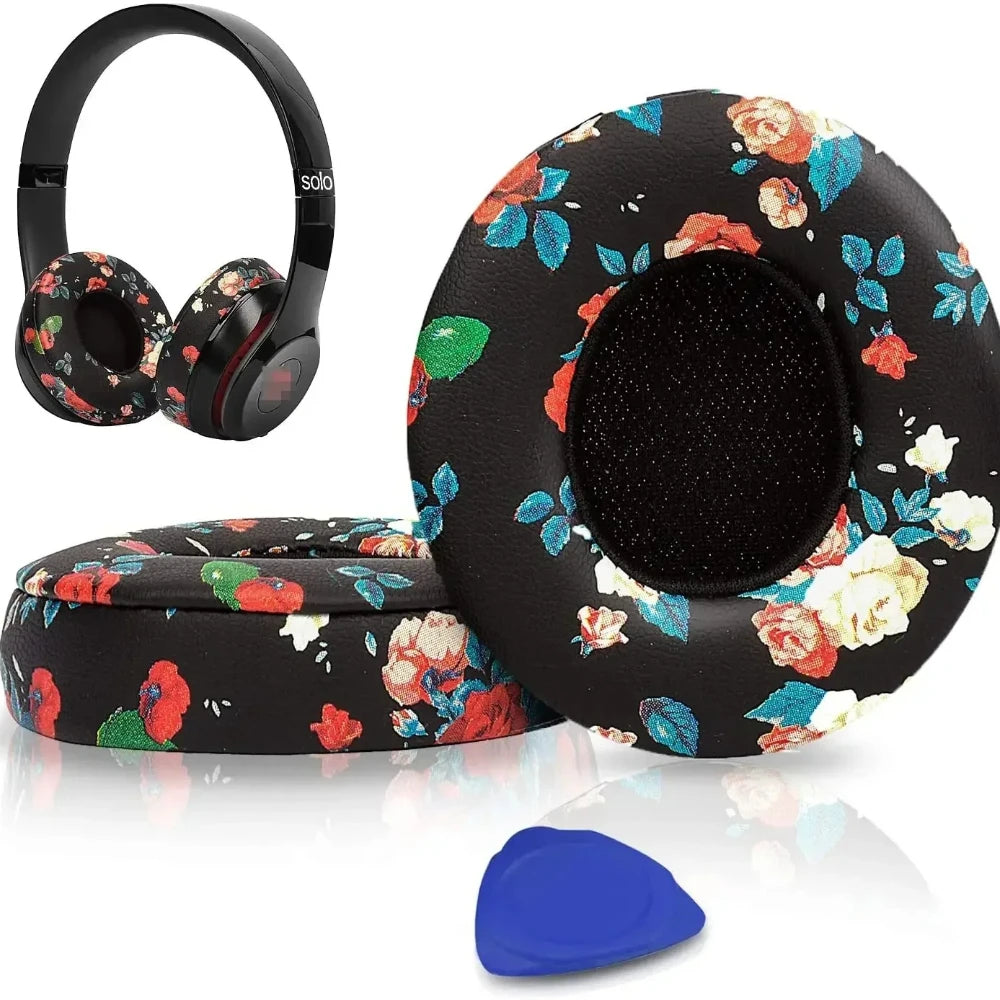 Earpads Cushions Replacement for Beats Solo 2 & Solo 3 Wireless On-Ear Headphones, Ear Pads with Soft Protein Leather Vue