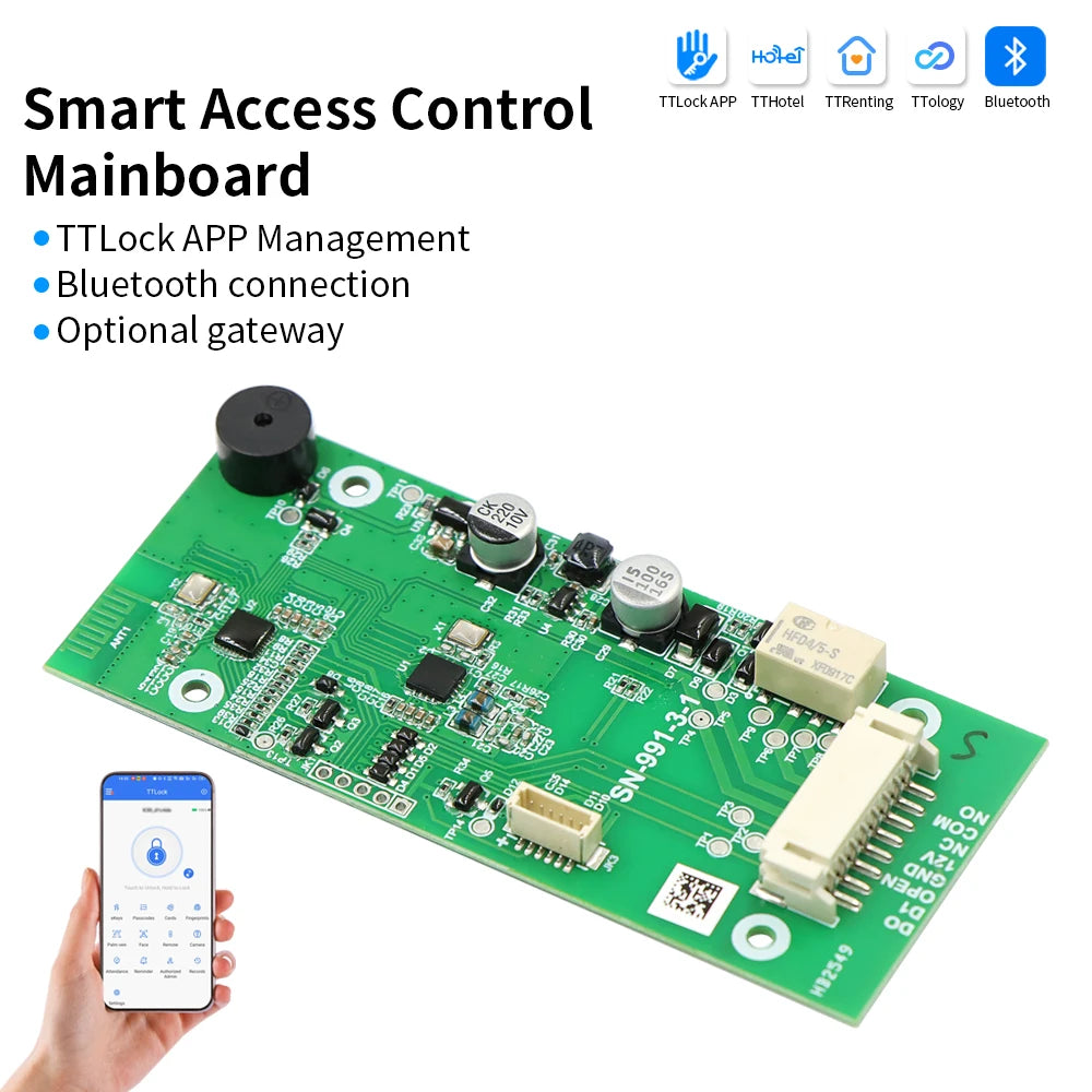 TTLOCK APP Smart Access Control Mainboard 12V Wiegand Relay NO/NC for Magnetic Lock Exit Button Door Access Controller System Vue SN991