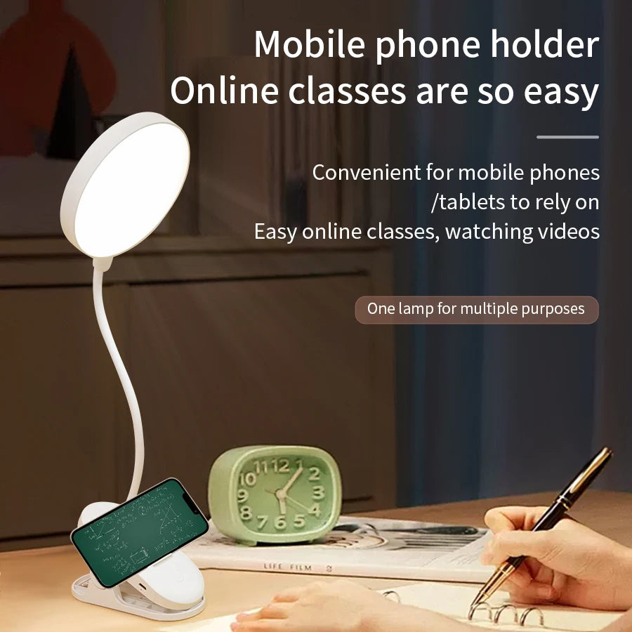 Portable Rechargeable Led Night Light Bedside Table Desk Lamp for Office Student Reading Book Eye Protection with Folding Clamp Vue