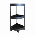 Multi-Tier Corner Storage Rack with Wheels Large Capacity Mobile Storage Rack Space-Saving Detachable Tiers Vue 3 floors Black
