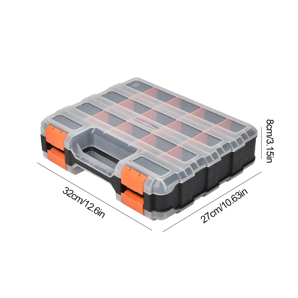 Double Side Tools Box Organizer Plastic Small Parts Storage Case Hardware Tool Arrangement Box for Screws Nuts Nails Bolts Vue