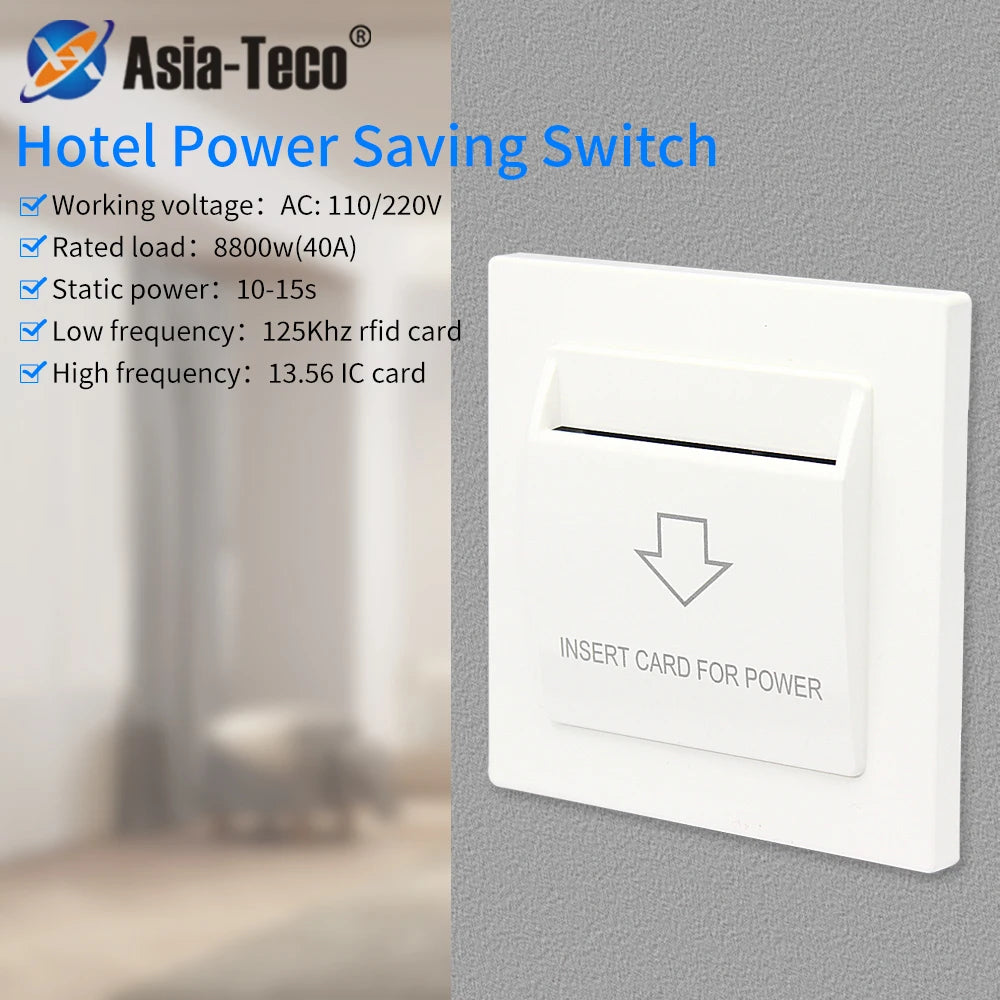 Wide Voltage Hotel Energy Saving Switch Low/High Frequency 125Khz/13.56MHz Support 110V / 220V 40A M1/EM T5577 Card Power On-Off Vue