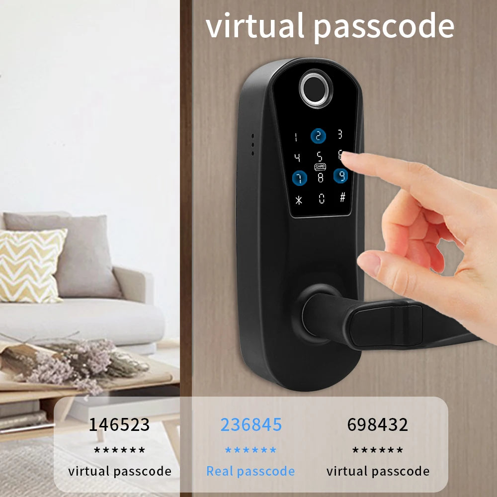 TTLOCK Intelligent Electronic Door Smart Lock - Remote Biometric Fingerprint & RFID Card - Password Key - Electric Unlock System Vue