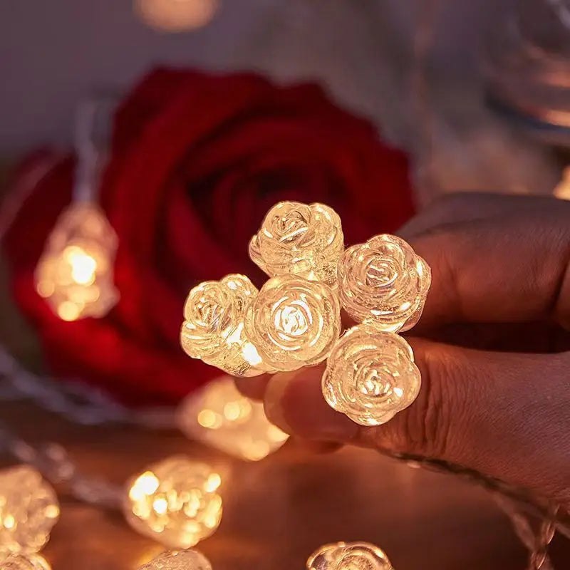 40LEDS Rose String Lights Fairy Night Lamp Room Garland Curtain Girls Brithday Wedding Party Decoration Lights Warm Multicolour Vue