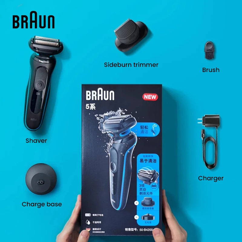 Braun Electric Shaver Series S5 Razor Rechargeable Wet Dry Dual Use Floating Heads Shaving Machine Face Hair Removal Beard Cutti Vue