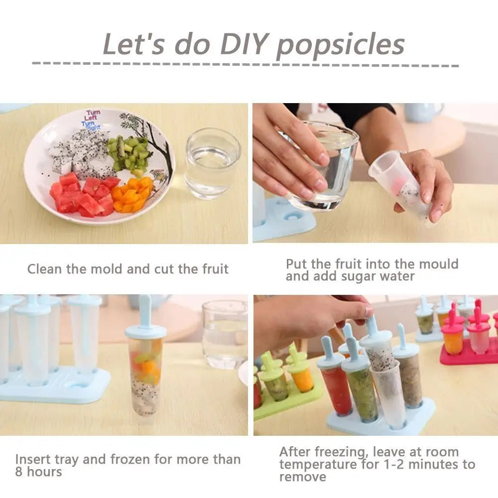 Reusable Ice Cream Molds Food Grade Plastic Easy Fall Off Popsicle