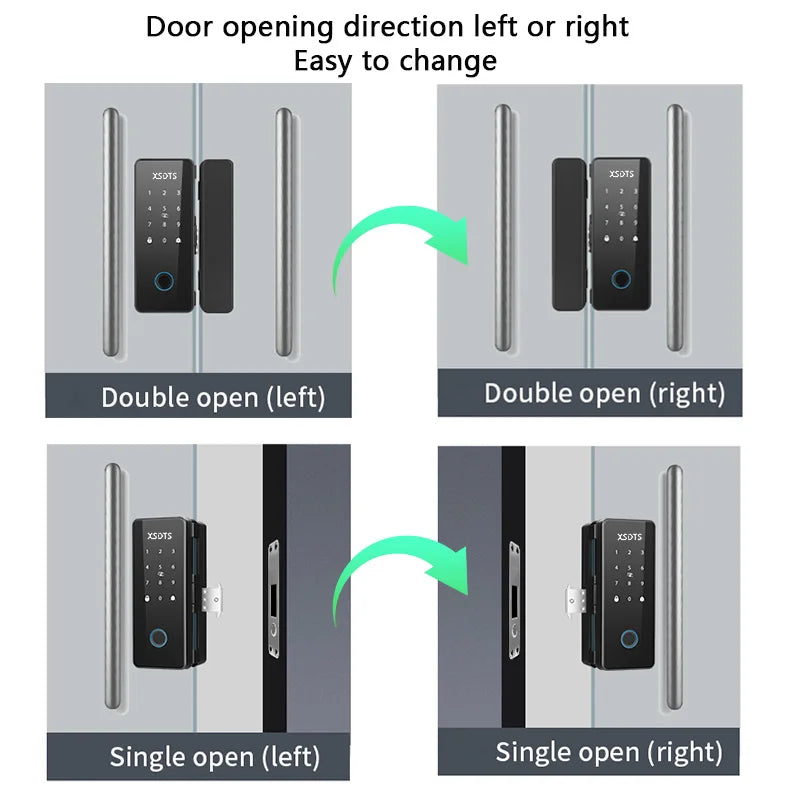 TT-Lock Smart Glass Door Lock Bluetooth Biometric Fingerprint Password Card Electronic Digital Lock Office Business Departments Vue