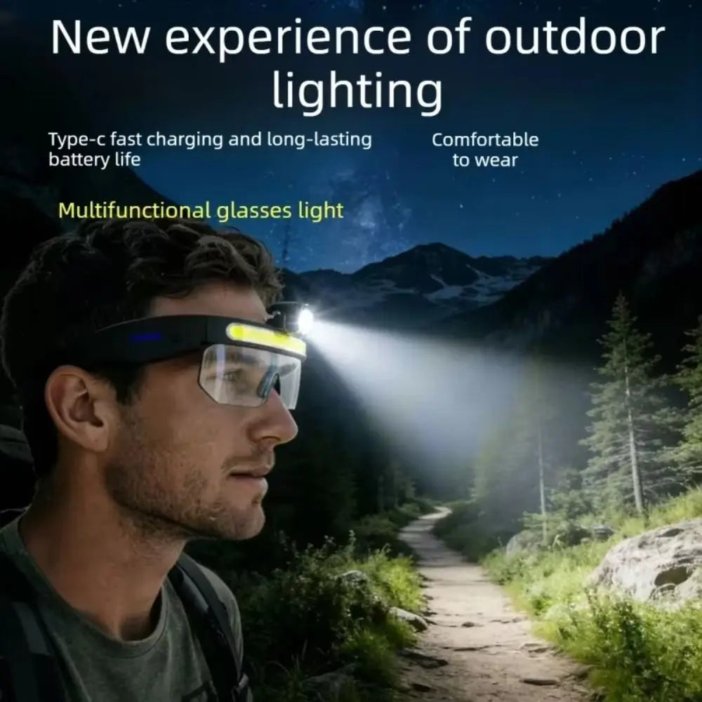 Lightweight Intelligent Sensing Headlight Waterproof Full View Floodlight Goggles Large-Area Floodlight Camping Fishing Vue
