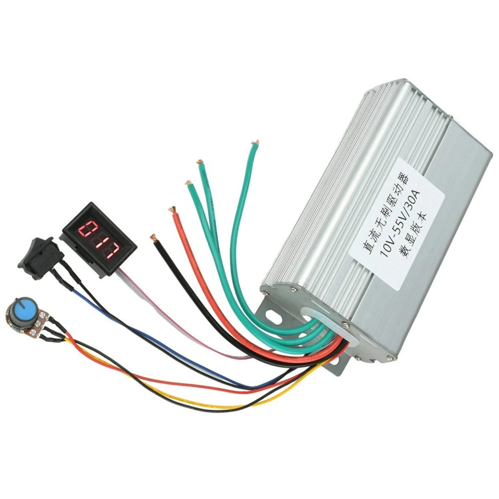 0-100% Digital Display Motor Speed Governor 30A DC10-55V Brushless Motor Speed Regulator Forward and Reverse Controller No Hall Vue