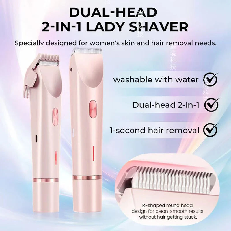 Electric Shaver for Woman Double Head Dual Purpose Female Razor Body Epilator Leg Underarm Bikini Electric Hair Remover Trimmer Vue