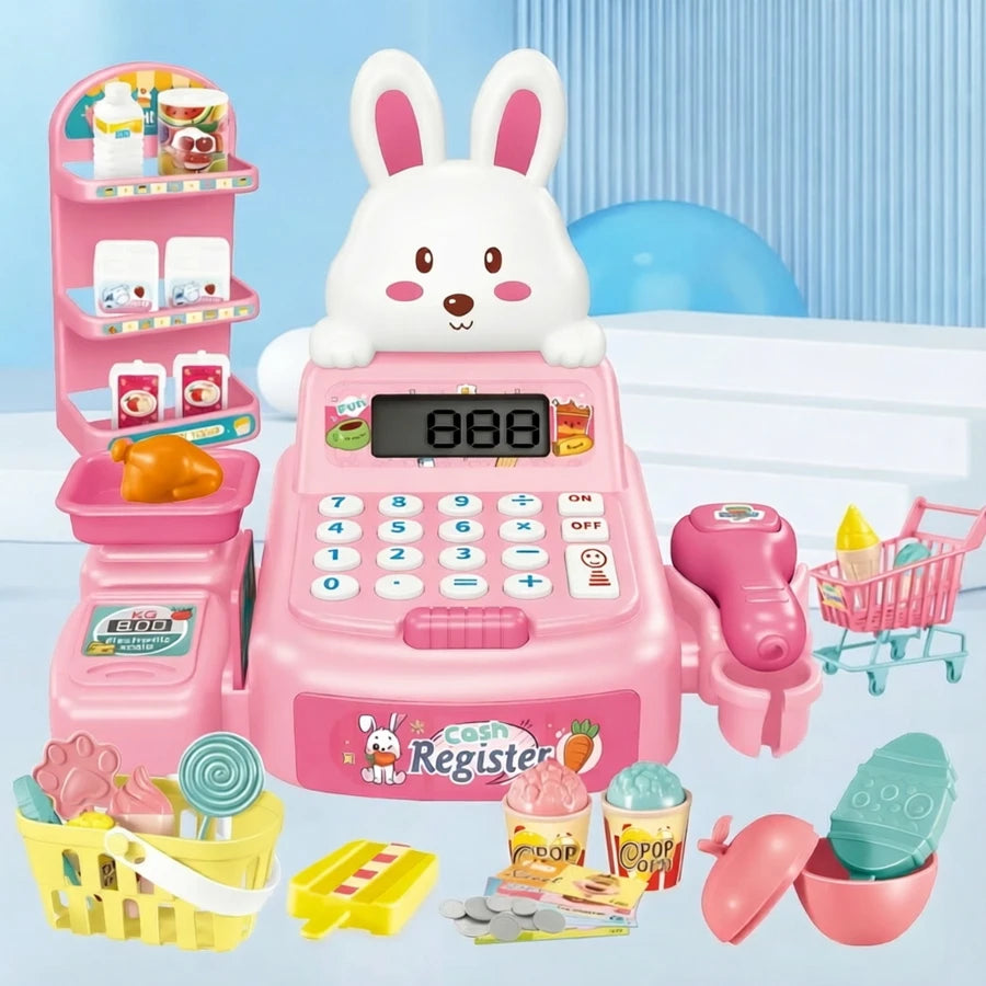 Cash Register Toys, Electric Simulate Supermarket Scan Educational Calculate Gifts for Kids with Sound Light Vue