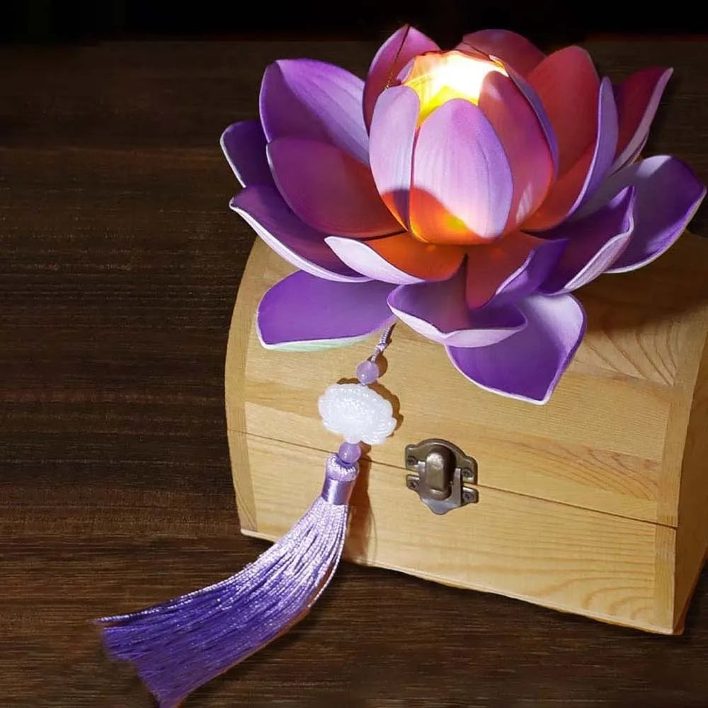 Ancient Style Lotus Lantern Creative Design Elegant Tassel Flower Lamp DIY Material Warm Light Handheld Light Festival Gift Vue