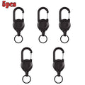 1/5pcs Heavy Duty Retractable Pull Badges ID Reel Carabiner Key Chain Steel Wire Rope Buckle Key Holder Outdoor Keychain Tools Vue Black5pcs
