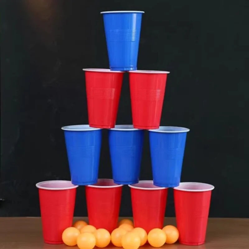 16oz Disposable Plastic Party Cups Bulk 50-Pack – Red & Blue Disposable Party Cups Vue