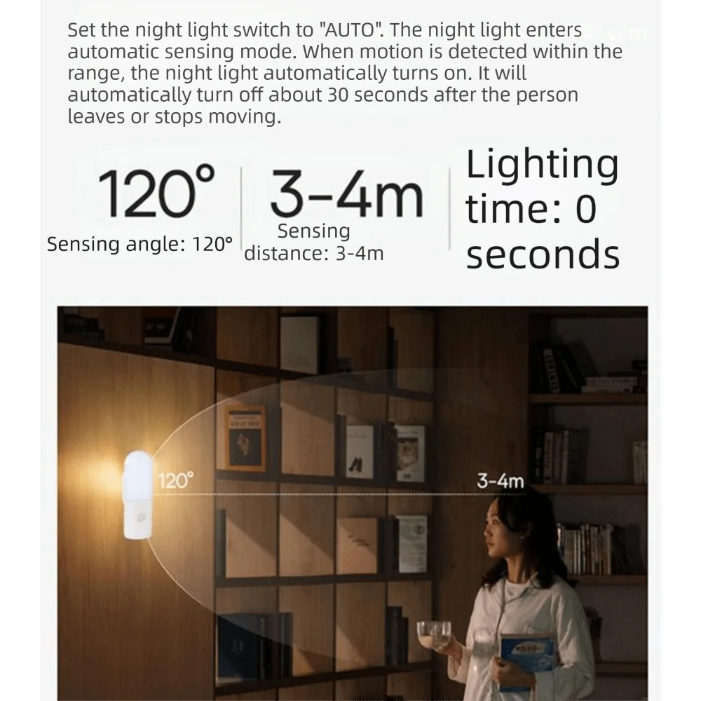3 Color Motion Sensor Night Light INS Adjustable Brightness Atmosphere Light Rechargeable Eye Protection Smart Wall Light Vue