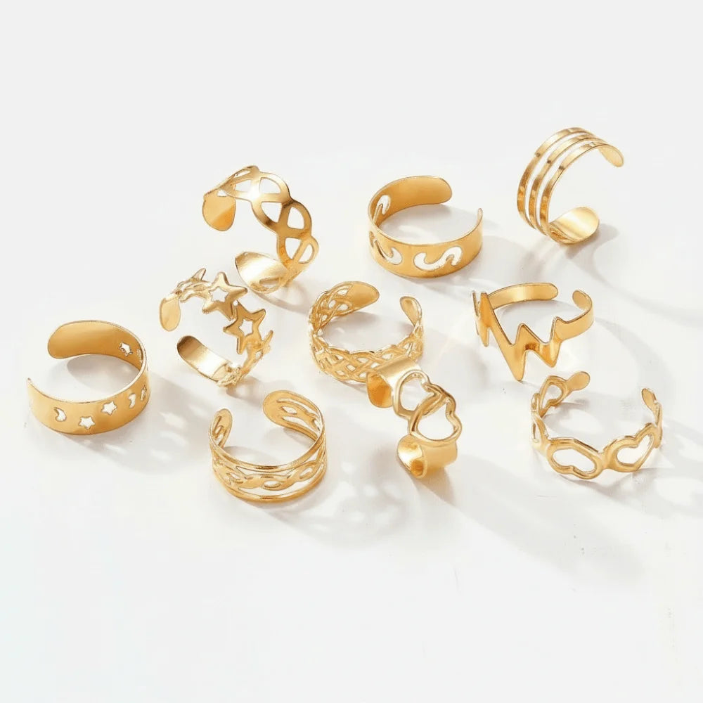 Vintage Toe Rings Silver Gold Alloy Women Foot Different Shapes