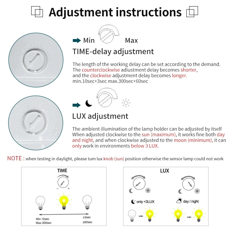 E27 Bulb Holder with PIR Motion Sensor E27 Lamp Base Socket Converter Smart Light Switch Infrared Body Human Detector AC100-240V Vue