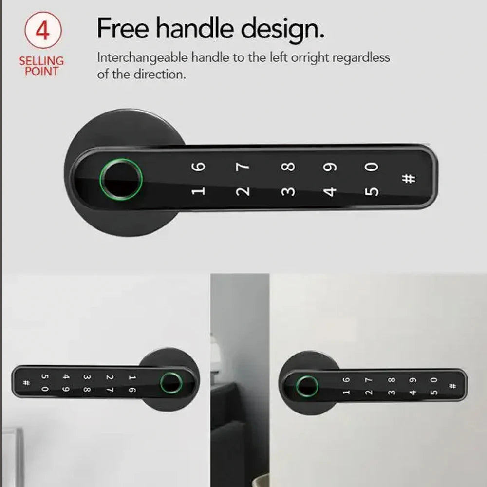 TYSH Tuya Biometric Fingerprint Password Electric Handle Door Lock Bedroom Home Wood Smart Door Lock Smart Lock Vue