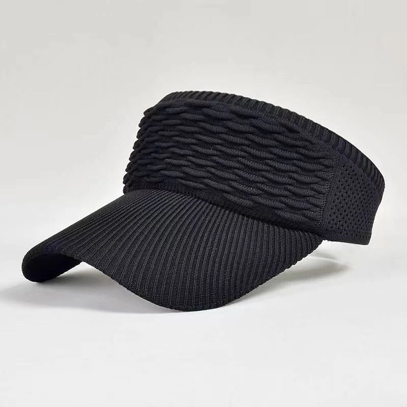 Summer Anti-UV Sun Hat Women Empty Top Hat Travel Beach Outdoor Sports Visor Cap Knitted Baseball Hat Vue Black