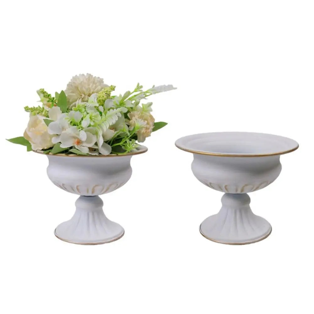 European Retro Flower Vase Metal High-footed Urn-shaped Vase Elegant Luxury Flower Pots Hotel Vue
