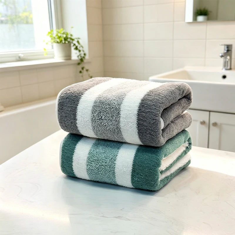 2-pack towels with strong water absorption, quick drying, no shedding, and durability - very suitable for home, beach, and face Vue