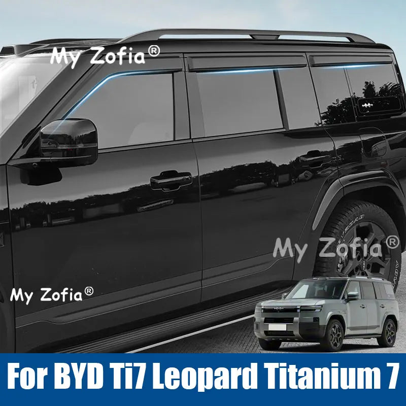 Car Side Window Visor Awning Shelter Sun Rain Deflector Guard Weather for BYD Ti7 Leopard Titanium 7 2025 2026 Accessories Vue