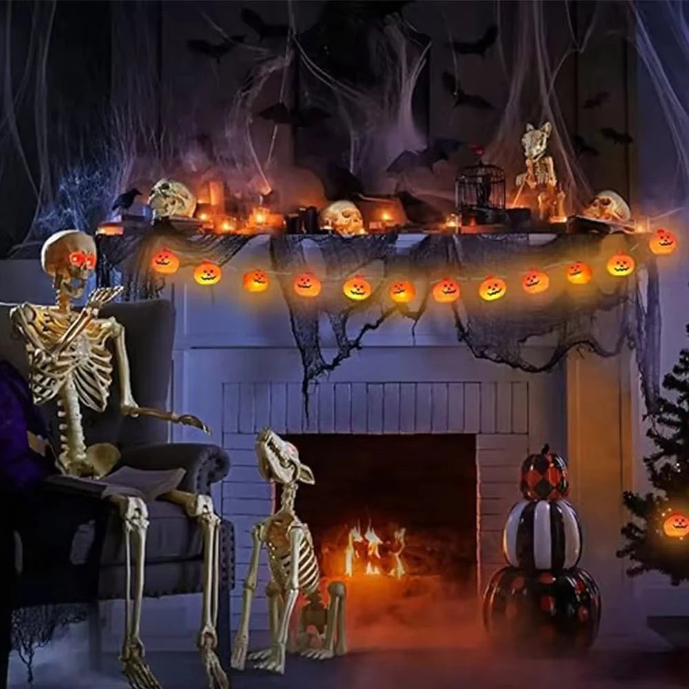 Waterproof Halloween Pumpkin Fairy String Lights Battery Powered Warm Glowing Ornament Lamp Perfect For Home Holiday Party Decor Vue