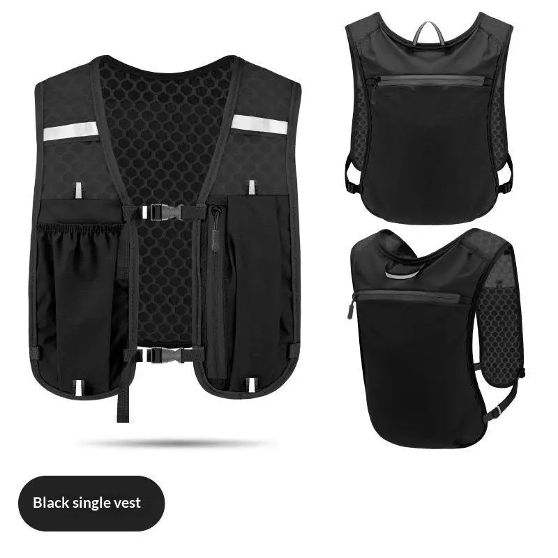 Running Water Bottle Storage Vest Lightweight Reflective Hydration Vue Black