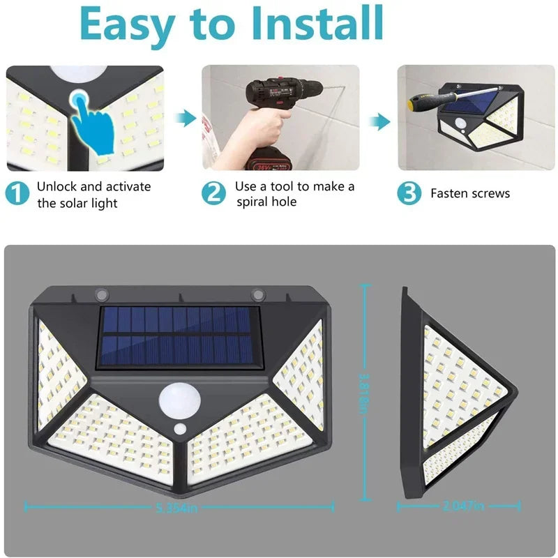 Multifunctional Solar Lamp Outdoor Garden Decoration Solar Led Light Waterproof Sunlight Powered Spotlight with Motion Sensor Vue