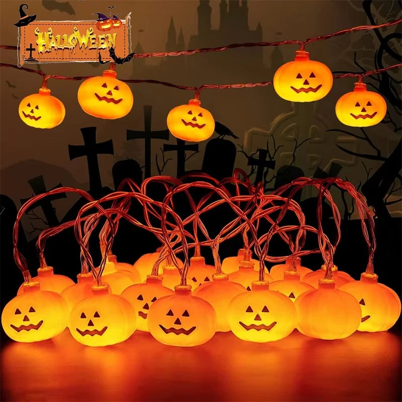 Waterproof Halloween Pumpkin Fairy String Lights Battery Powered Warm Glowing Ornament Lamp Perfect For Home Holiday Party Decor Vue