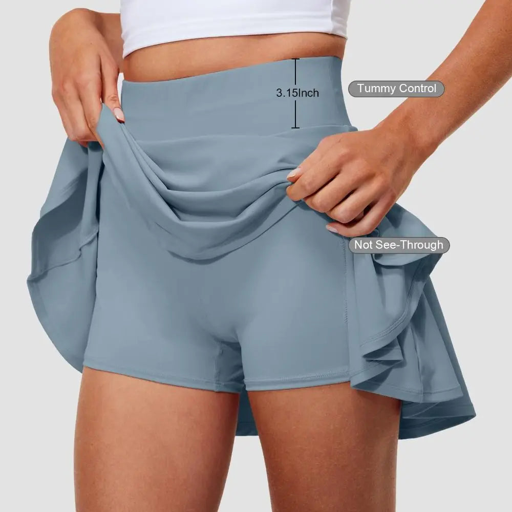 Pleated Tennis Skirts Tummy Control Built-in Shorts Waisted 1 Design