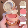 HUDAMOJI Blush High-gloss Repairing Powder 3-in-1 Matte Pearlescent Shiny Lasting Natural Facial Makeup Peach Milk Orange Blush Vue A