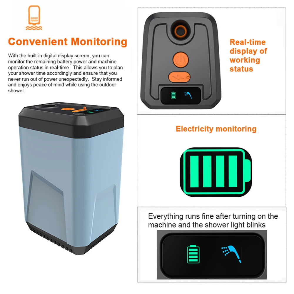 Portable Camping Shower Outdoor Electric Shower Pump Rechargeable Battery Powered Shower Waterproof Support 3 Water Modes for Vue