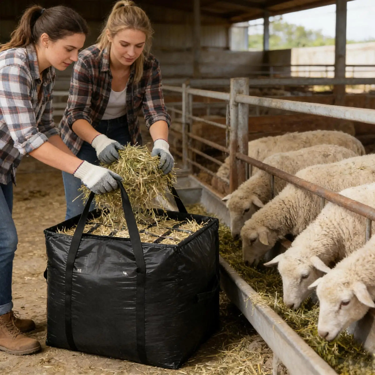Hay Bag Oxford Cloth Heavy Duty Container Slow Feed Hay Storage Bags for Goats for Sheep Livestock Feeding Daily Training Barn Vue