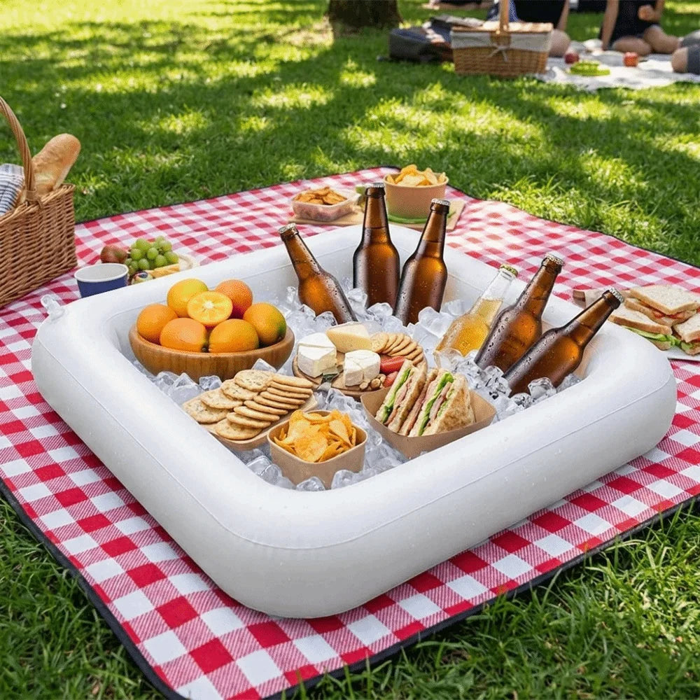 Funny PVC Inflatable Serving Bar Multi-functional Lightweight Pool Float Tray Portable Drink Tray Salad Tray Party Supplies Vue