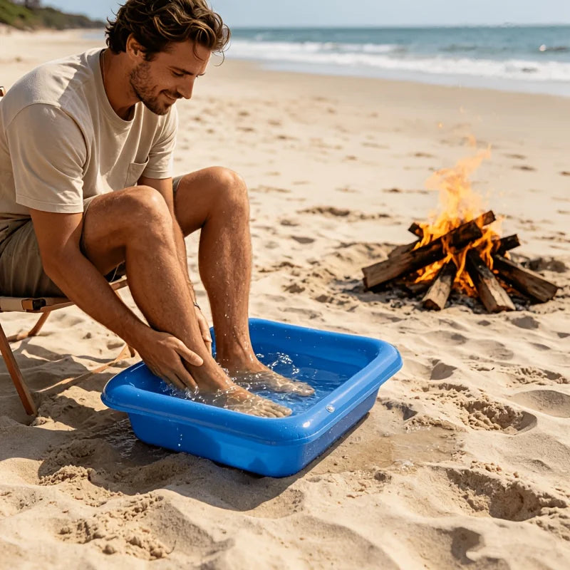 Portable Foldable Pool Cleaning Basin – Pre-Swim Prep, Foot Bath & Post-Swim Rinse, No Air Pump Needed, Space-Saving Essential Vue