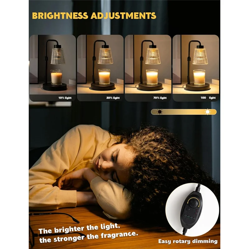 ABKW-Candle Warmer Lamp With Timer Dimmable, Birthday Gift For Women, For Mom, House Warming Decor Gift EU Plug Vue As Shown NONE
